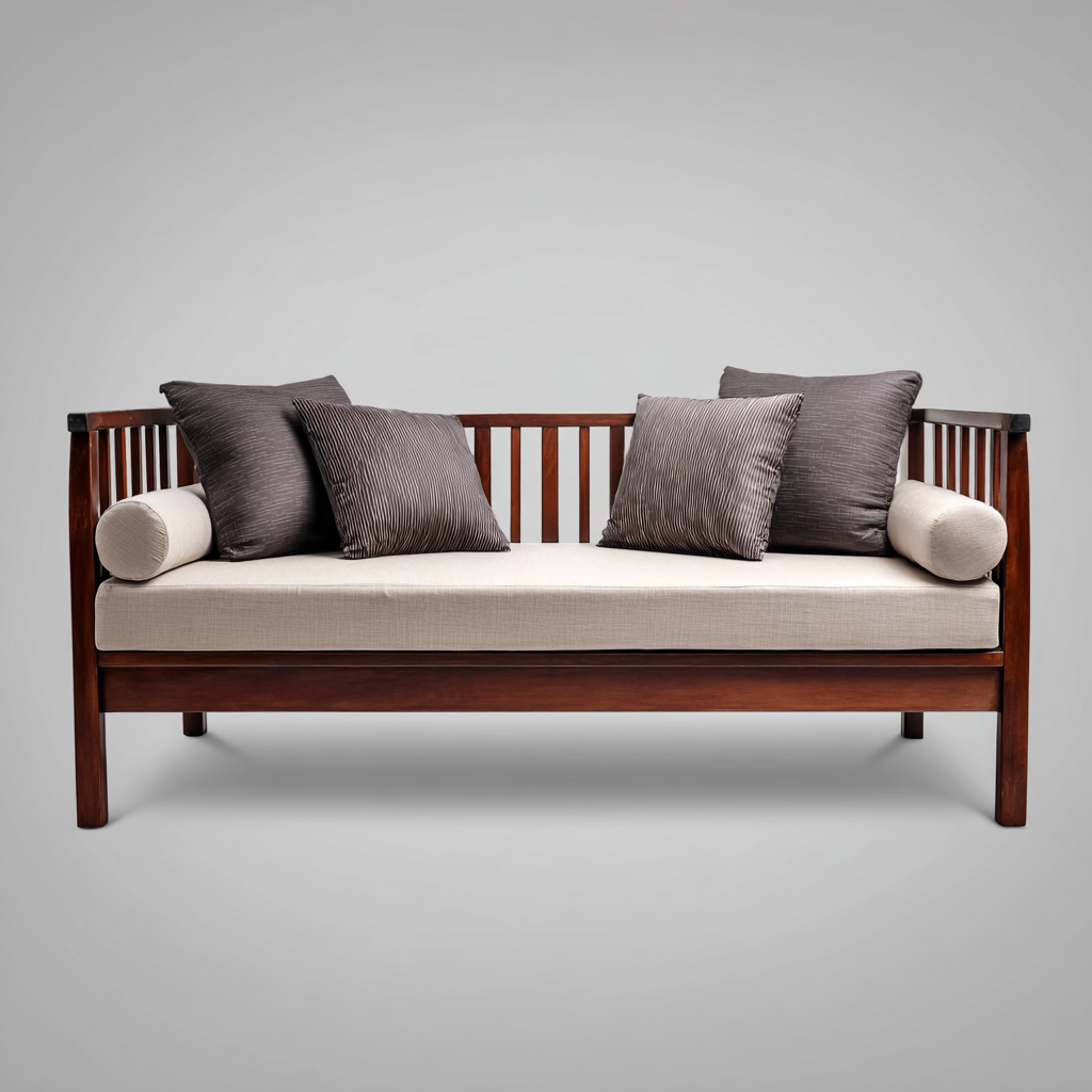 Sofá cama madera 210x95x85 cm marrón apto para dormitorio estilo clásico-Monoiohome