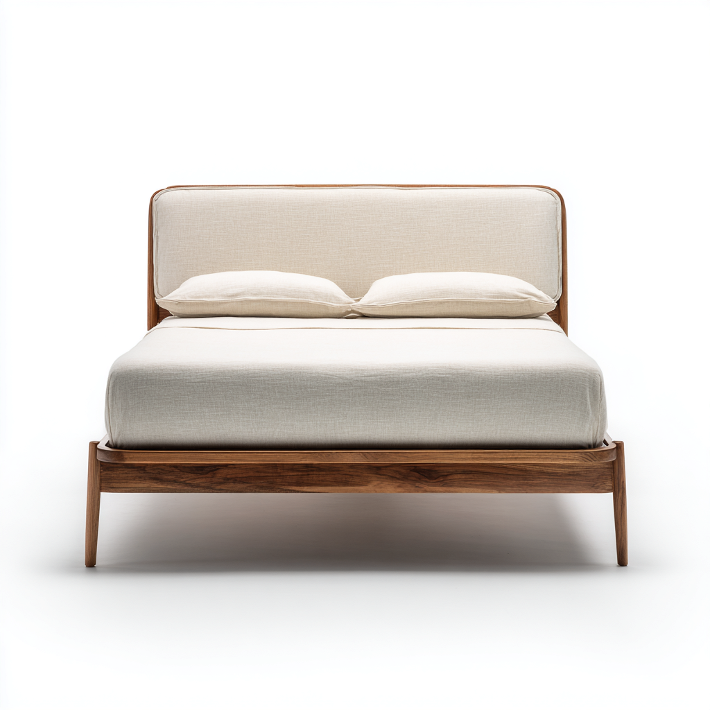 Cama doble tela tapizada madera maciza 200x180x100 cm - beige - diseño moderno para dormitorio-Monoiohome