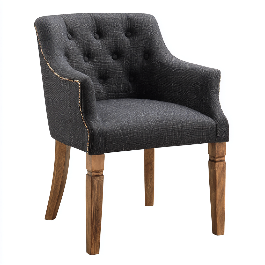 Silla de comedor tapizada con reposabrazos 52x58x89 cm - gris oscuro - estilo clásico capitoné apta para comedor-Monoiohome