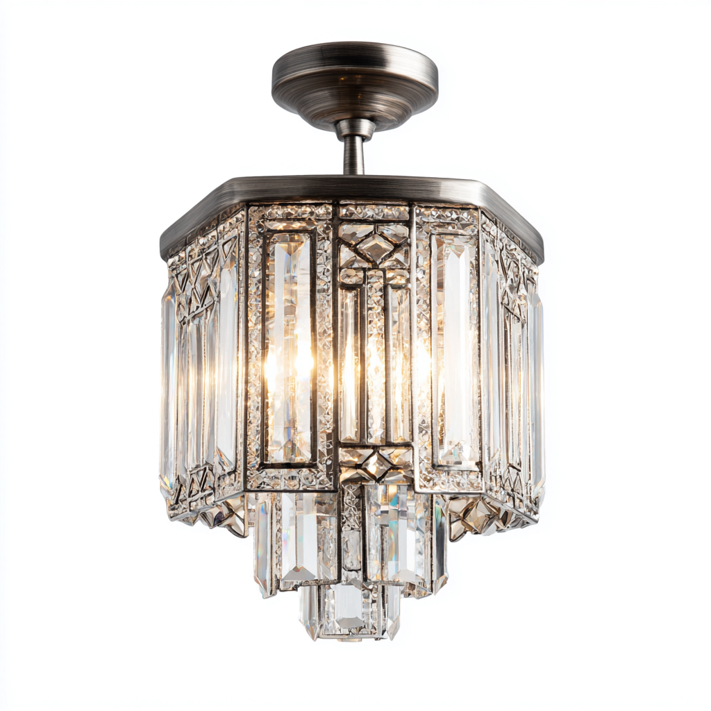 Lámpara de techo - cristal y metal plateado 25x25x35 cm - diseño decorativo para interiores-Monoiohome