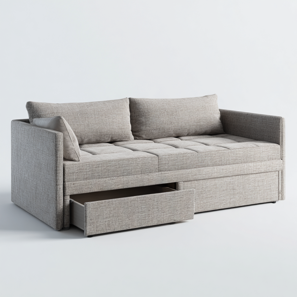 Sofá cama tela 205x95x85 cm - gris - diseño moderno apto para dormitorio-Monoiohome