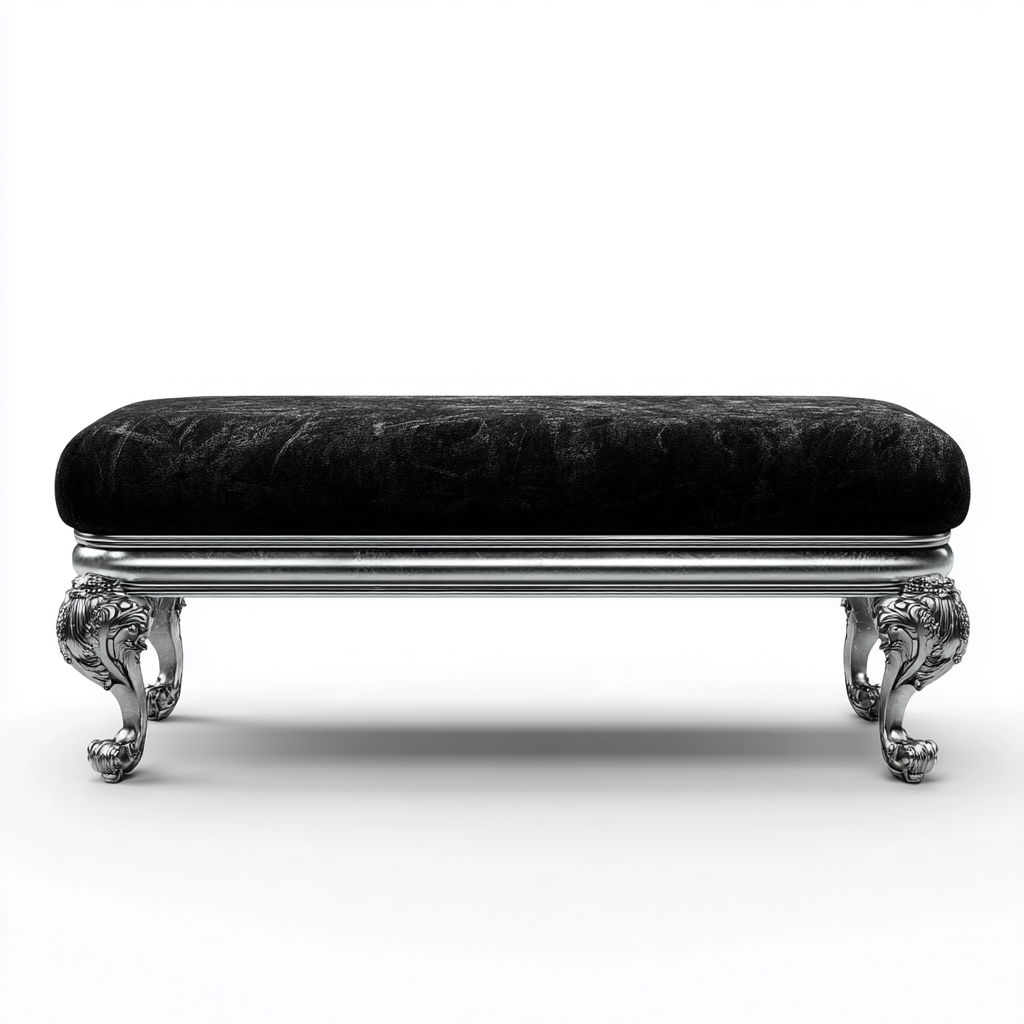 Banco de pie de cama tapizado terciopelo negro 120x45x47 cm - adecuado para dormitorio - estilo clásico-Monoiohome