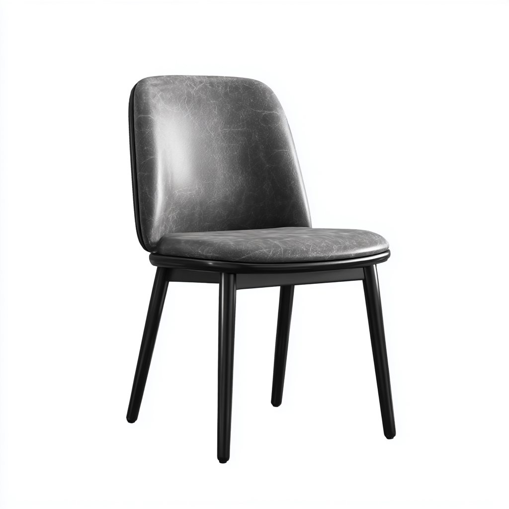 Silla de comedor estructura metálica y tapizado efecto cuero 49x46x85 cm - negro - gris - diseño moderno para comedor-Monoiohome
