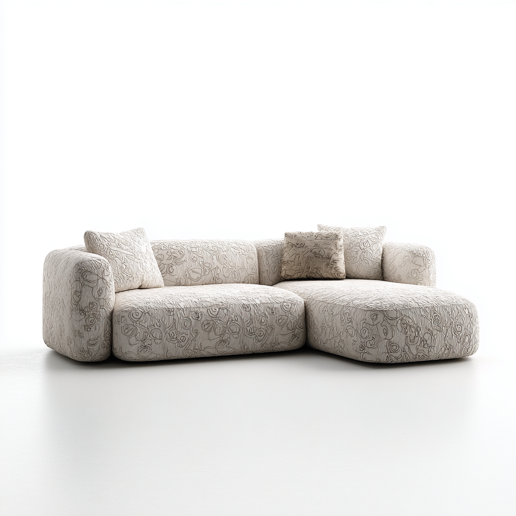 Sofá rinconera tela 315x195x90 cm - beige - diseño moderno para salón-Monoiohome