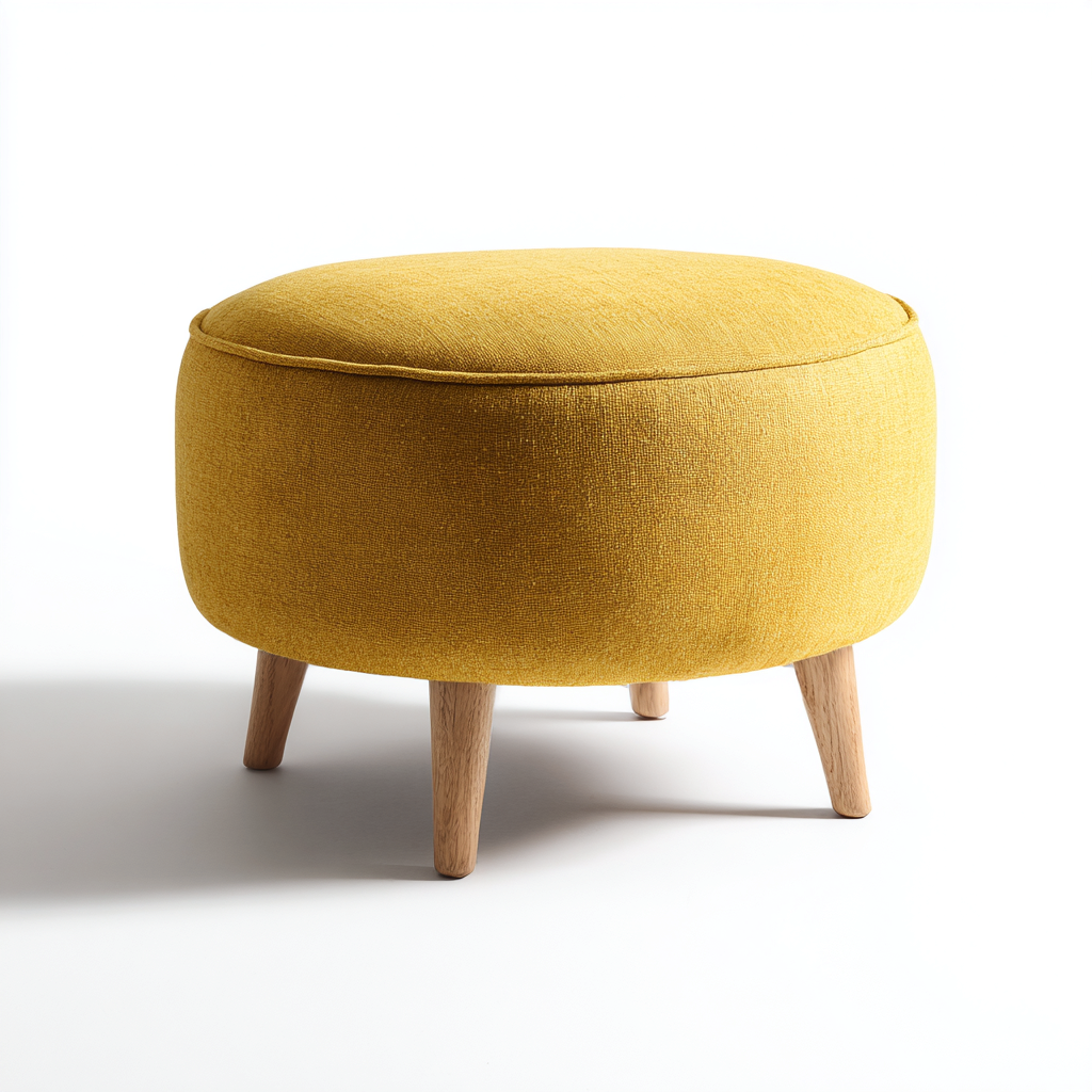 Reposapiés tapizado tela 55x55x42 cm - amarillo - diseño nórdico - apto para salón-Monoiohome