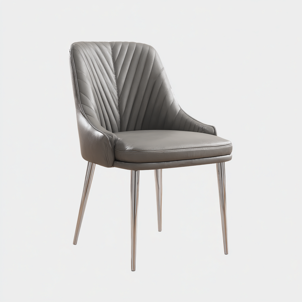 Silla de comedor tapizada 50x54x87 cm - gris claro - diseño moderno con patas metálicas apta para comedor-Monoiohome