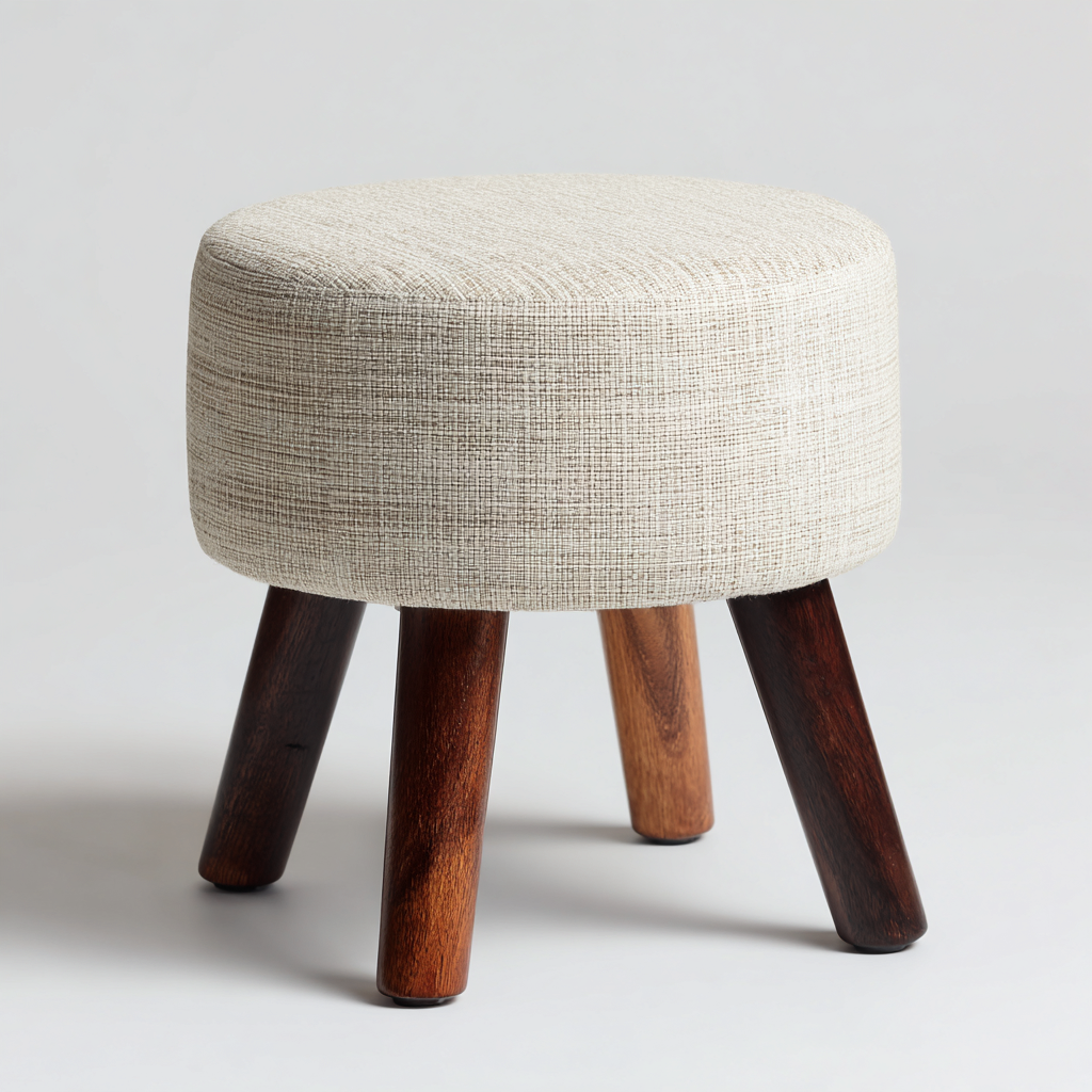 Reposapiés tapizado tela 42x42x48 cm - beige - diseño nórdico - apto para salón-Monoiohome
