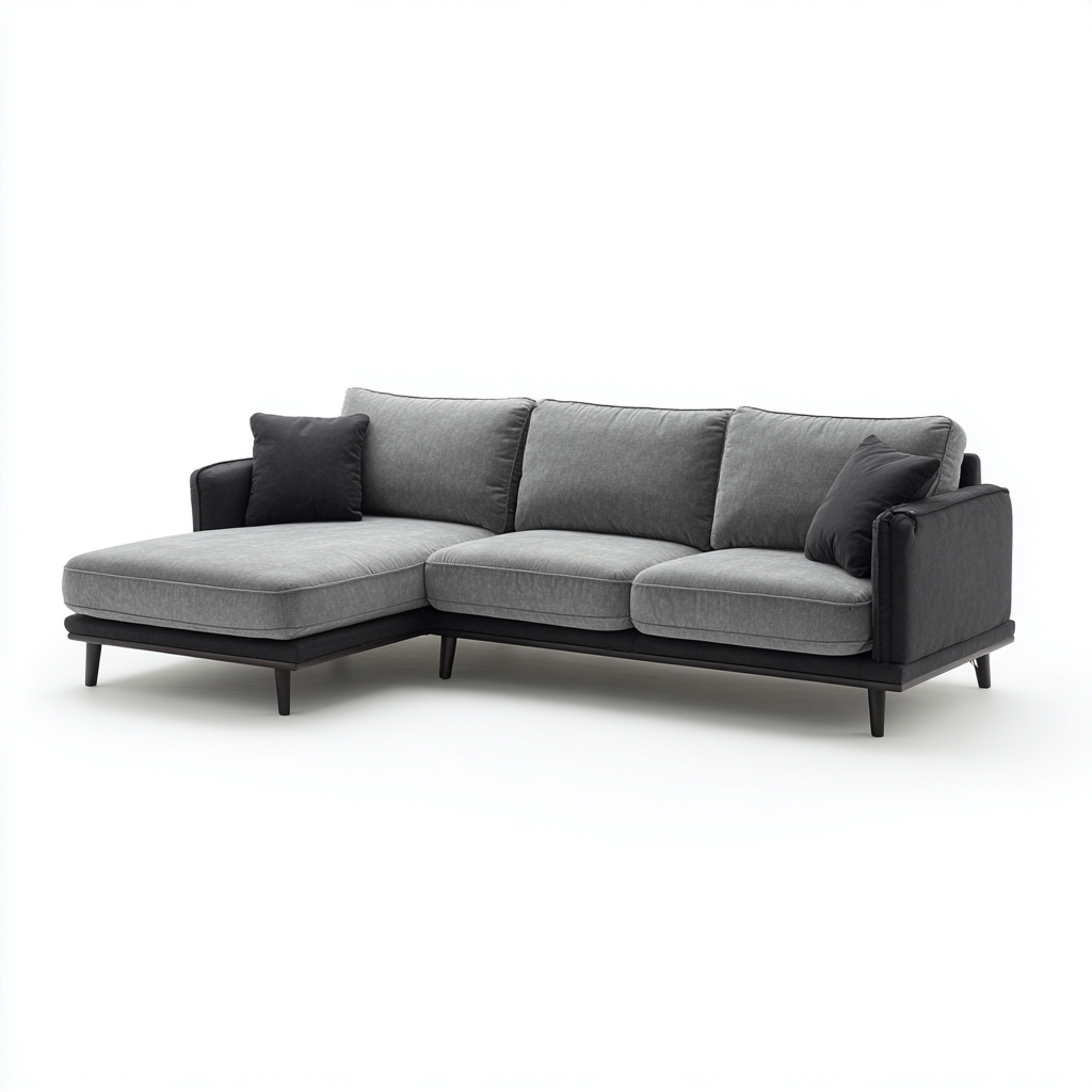 Sofá rinconera tela 275x170x90 cm - gris - diseño moderno para salón-Monoiohome