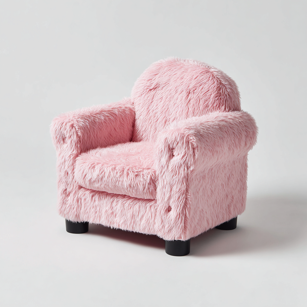 Sillón tapizado peluche 55x50x55 cm - rosa - diseño moderno para salón-Monoiohome