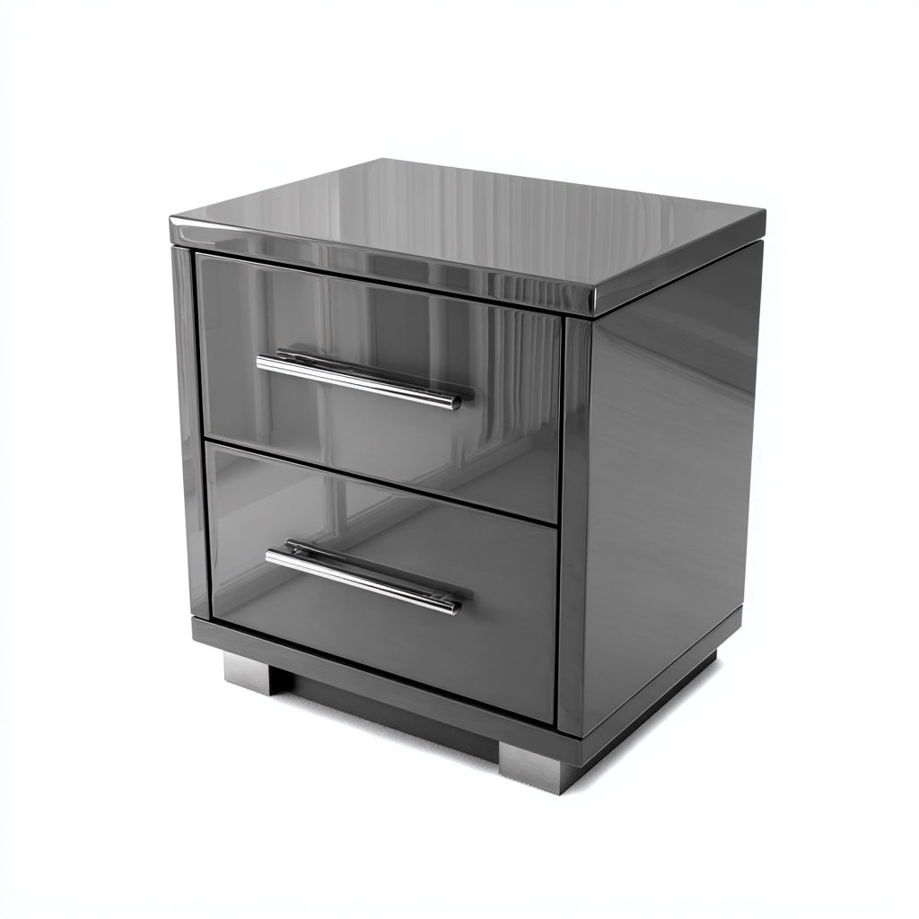 Mesita de noche madera 48x40x55 cm - gris - diseño moderno - apta para dormitorio-Monoiohome