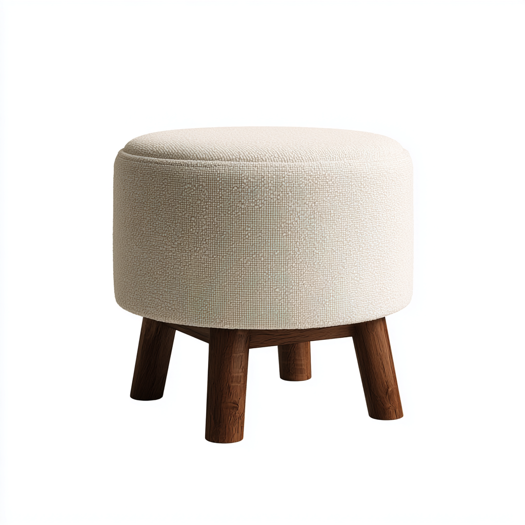 Reposapiés tapizado tela 40x40x46 cm - beige - diseño nórdico - apto para salón-Monoiohome