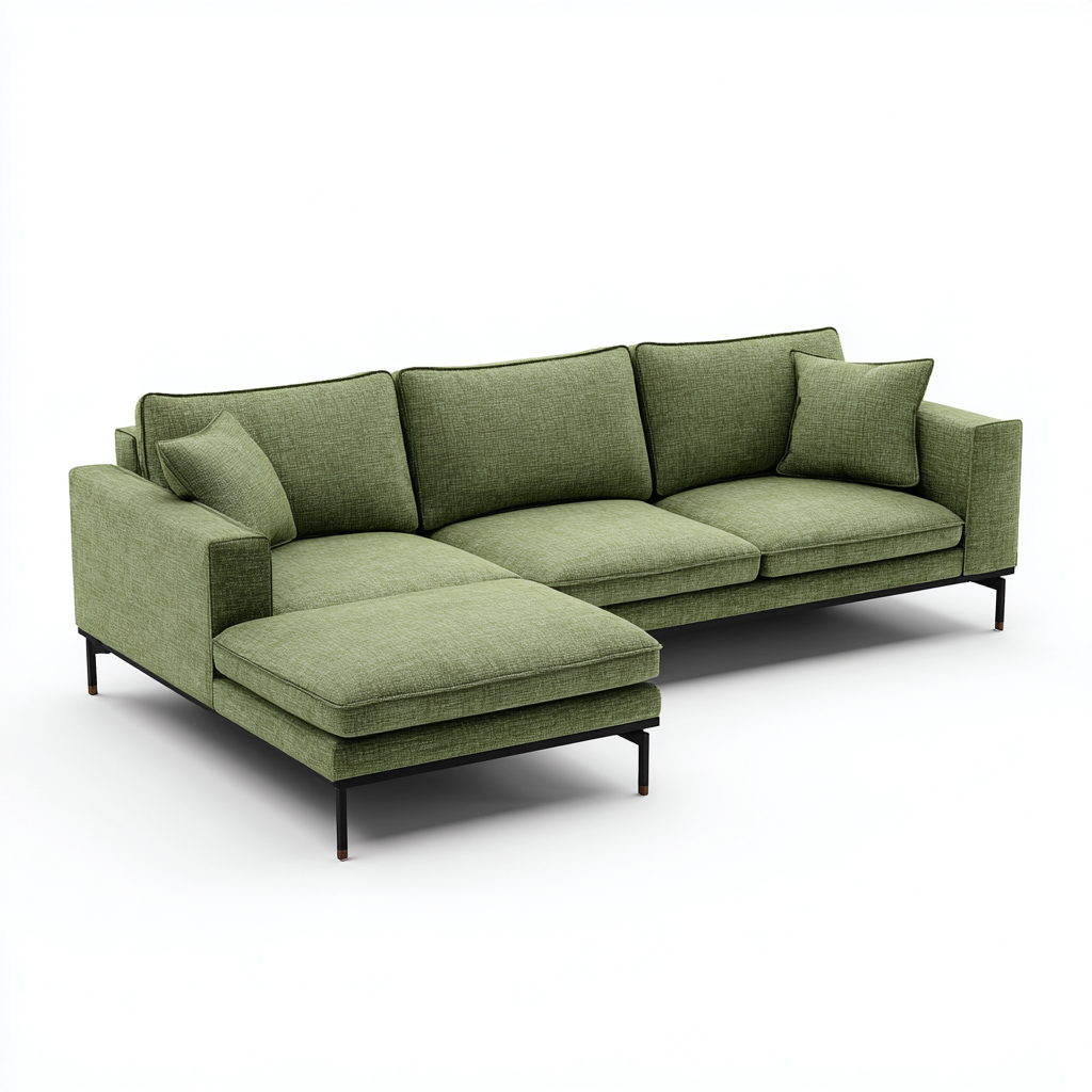 Sofá rinconera tela 260x160x85 cm - verde - diseño moderno para salón-Monoiohome