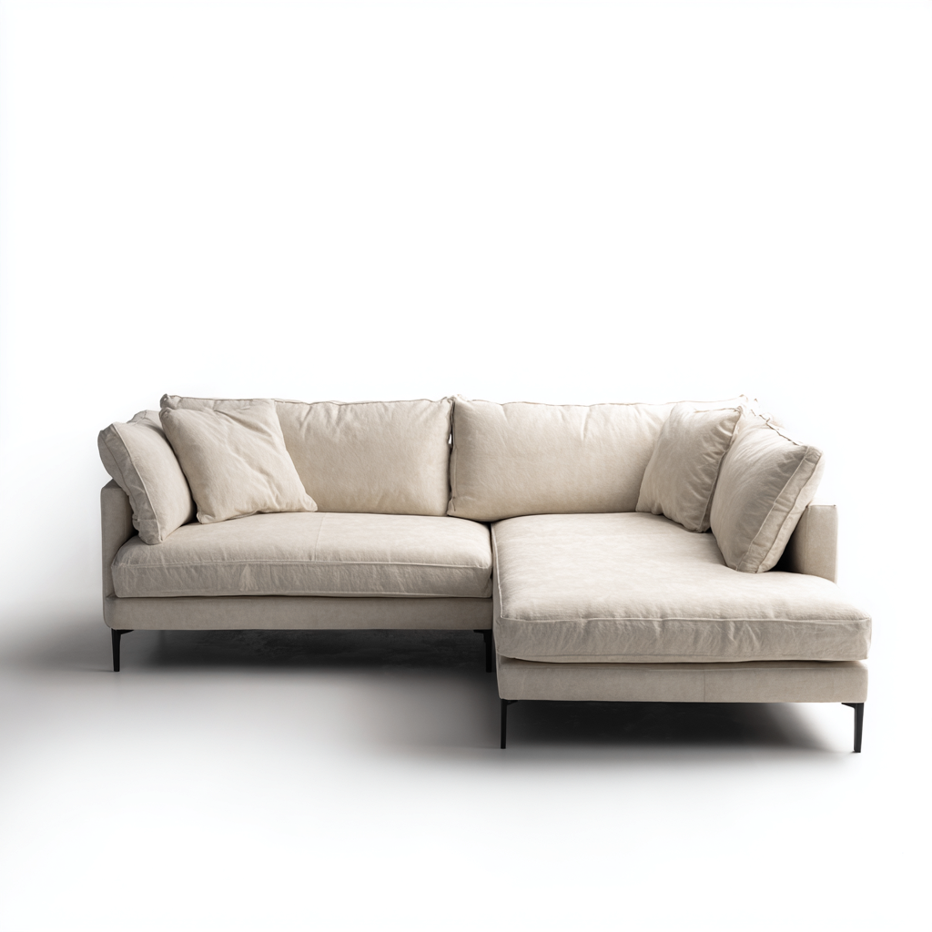 Sofá rinconera tela 260x160x85 cm - beige - diseño moderno para salón-Monoiohome