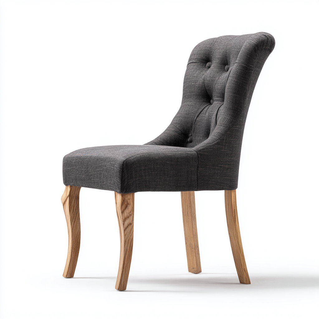 Silla de comedor tapizada 50x55x90 cm - gris oscuro - estilo clásico capitoné apta para comedor-Monoiohome