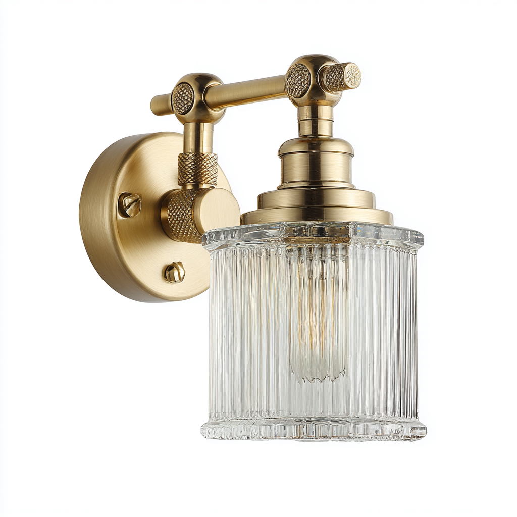 Aplique de pared metal y vidrio 18x12x24 cm - dorado - apto para baño - pasillo - estilo vintage-Monoiohome