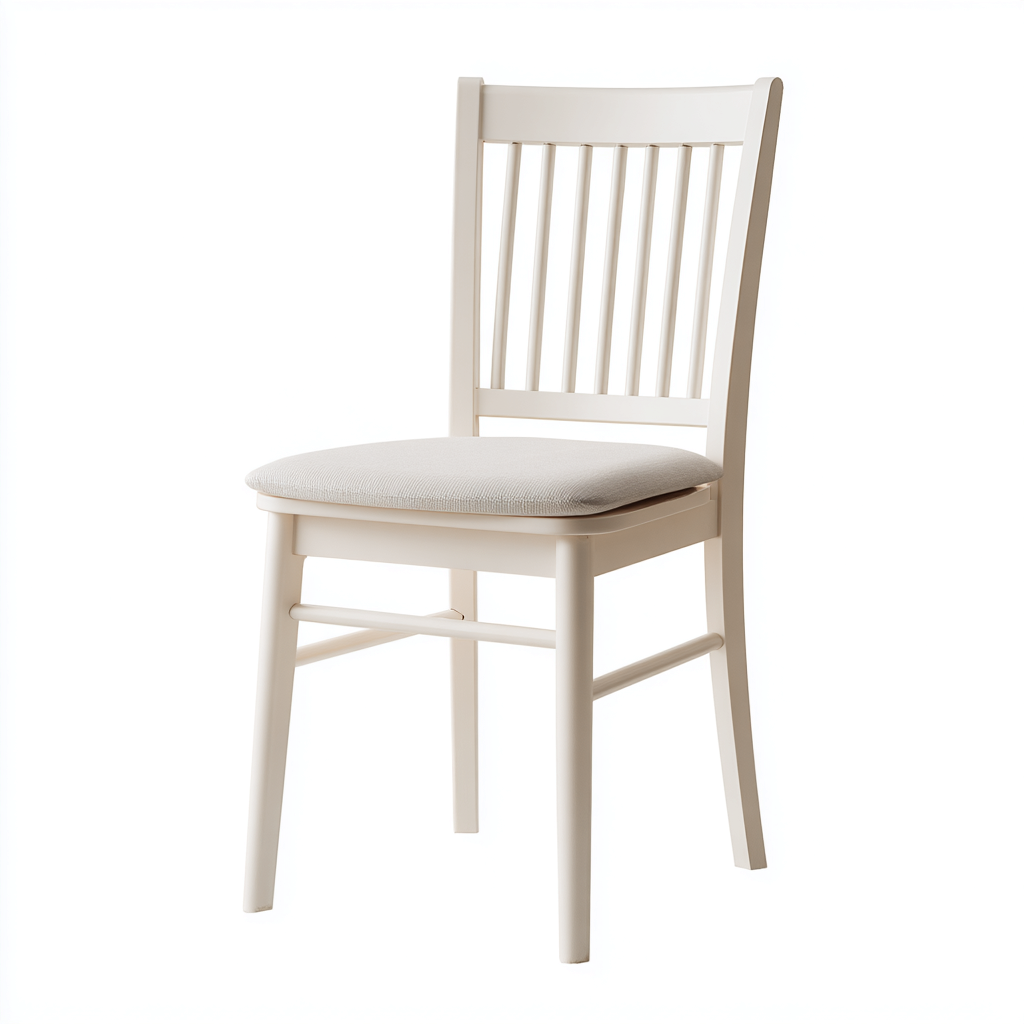 Silla de comedor madera lacada y asiento acolchado 52x47x88 cm - blanco - beige - diseño clásico para comedor-Monoiohome