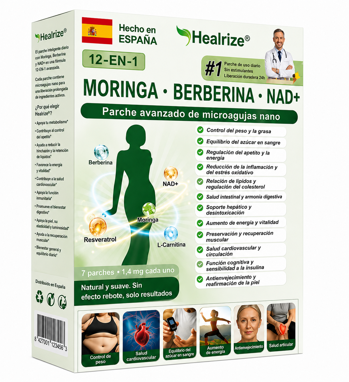 Healrize® – Parches con berberina, moringa y NAD+