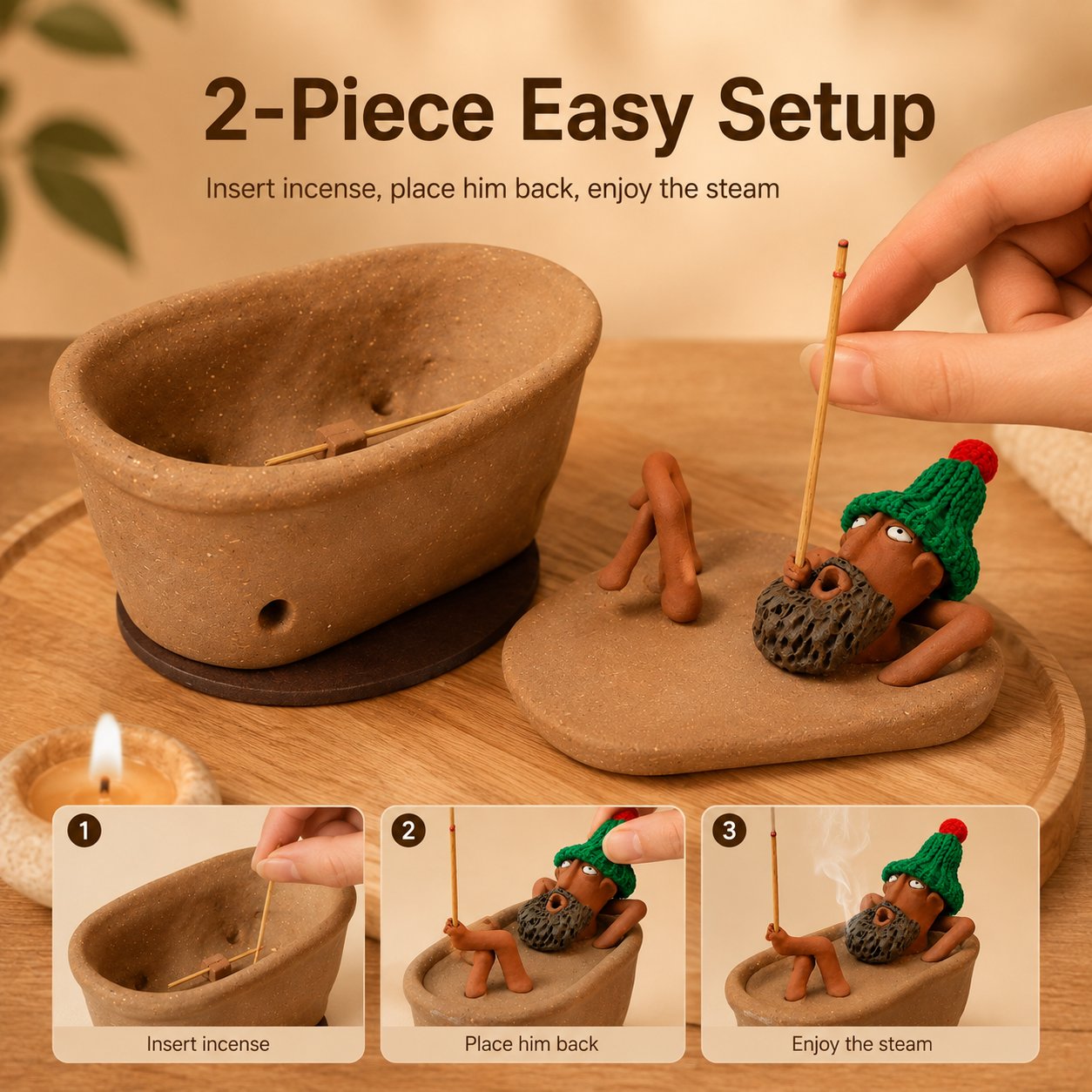 🔥LAST DAY! Early Bird 50% OFF | 🎉Lazy Bath Man Incense Burner 🛁🧘