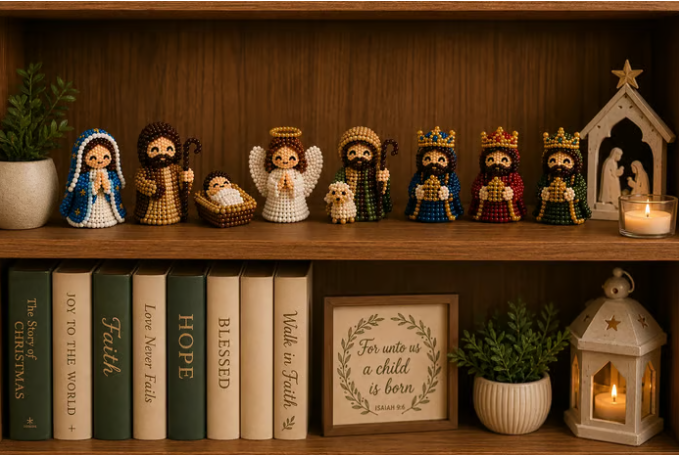 ✝️3D Beaded Nativity Collection DIY Kit – Christmas Faith Craft Set (8-Piece Set)