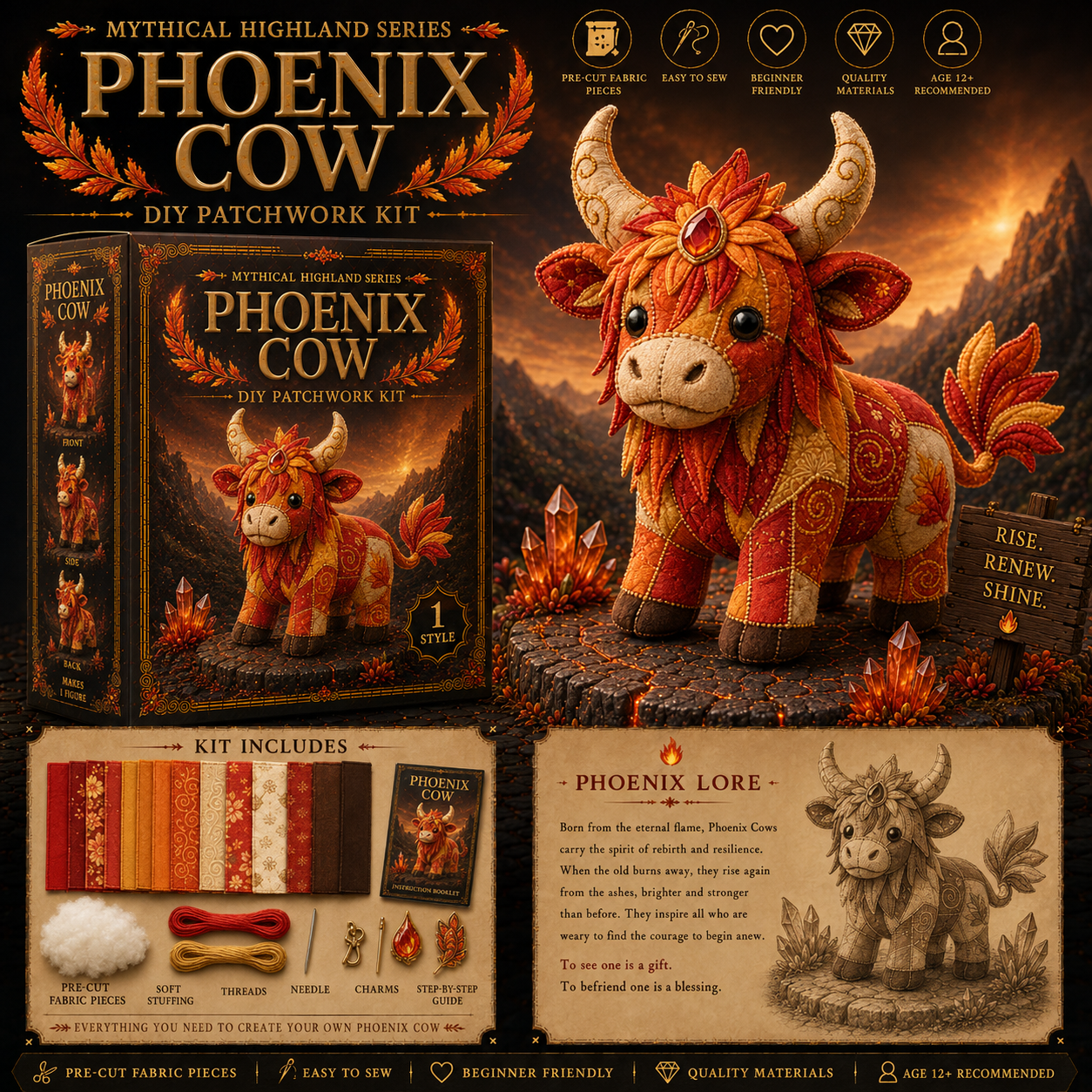 Mythical Highland Cow DIY Sewing Kit 🐮✨🔥New product launch🌙🔥