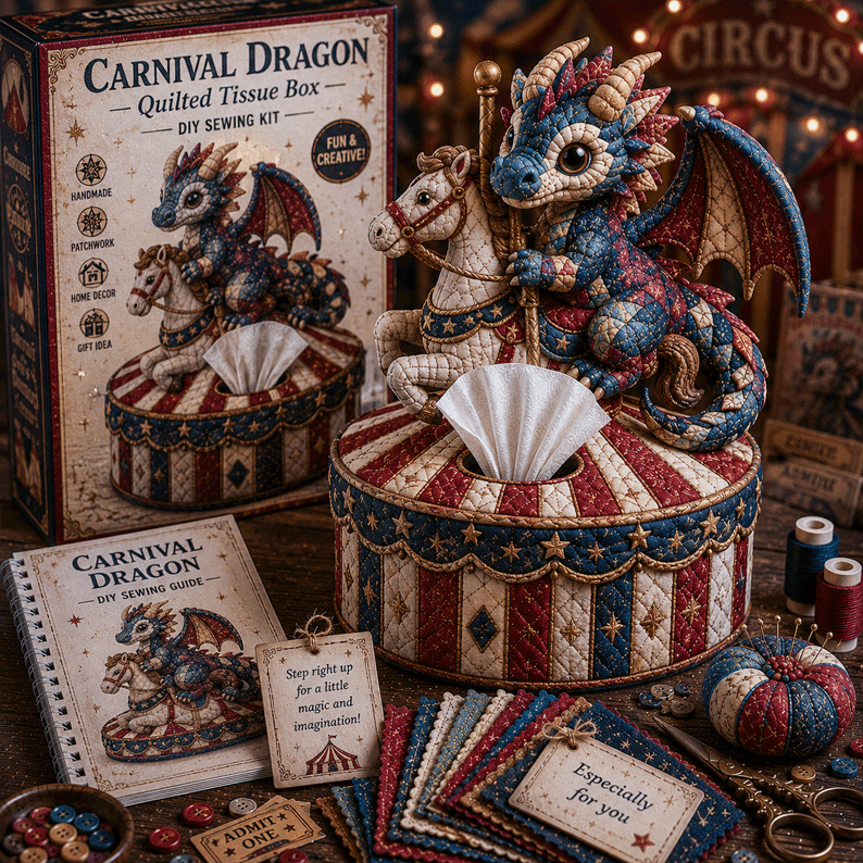🔥Last Day 60% OFF🐉✨ Dragon Keepers Collection – Quilted DIY Tissue Box Sewing Kit