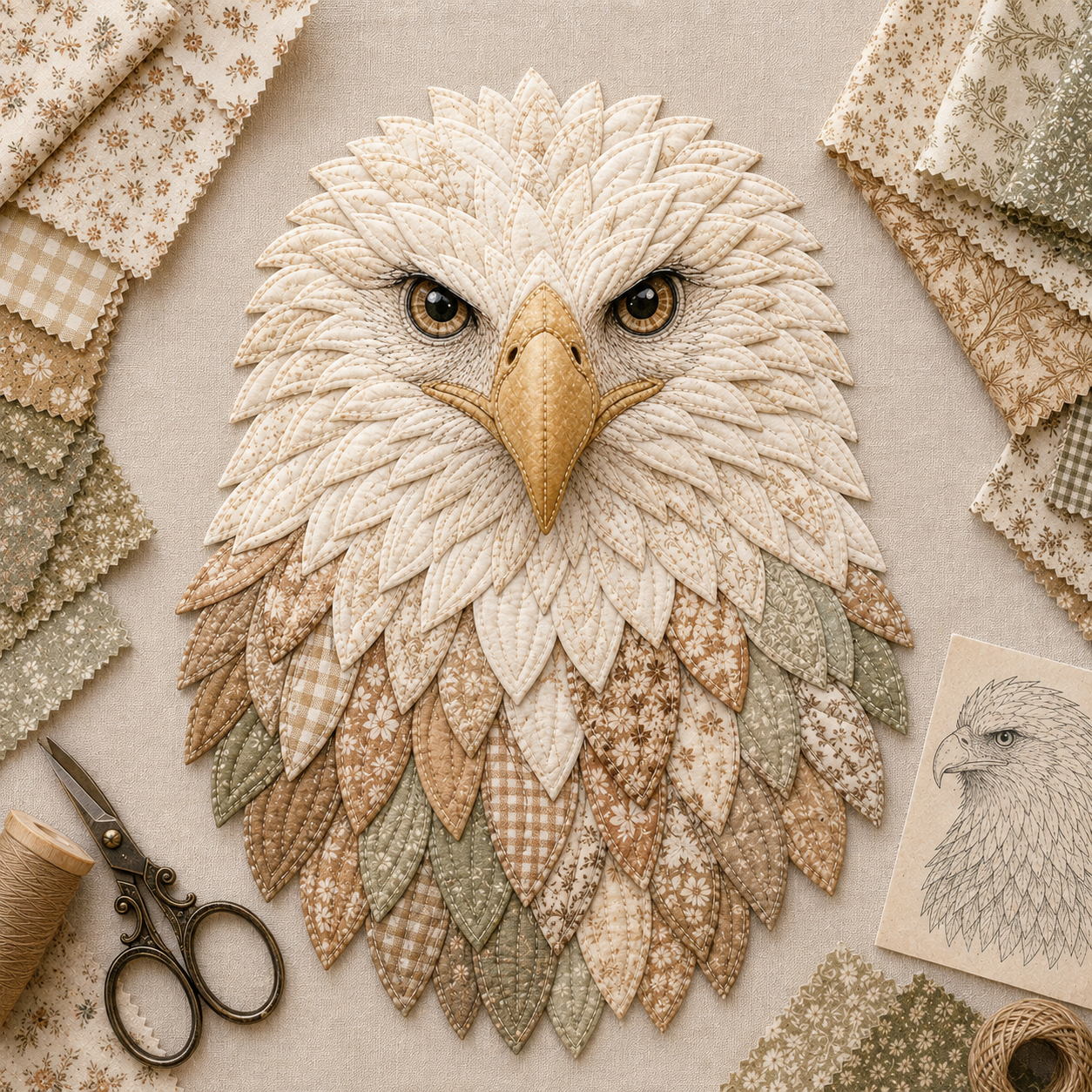DIY Quilted Bald Eagle Wall Art Kit – Layered Fabric Appliqué Craft