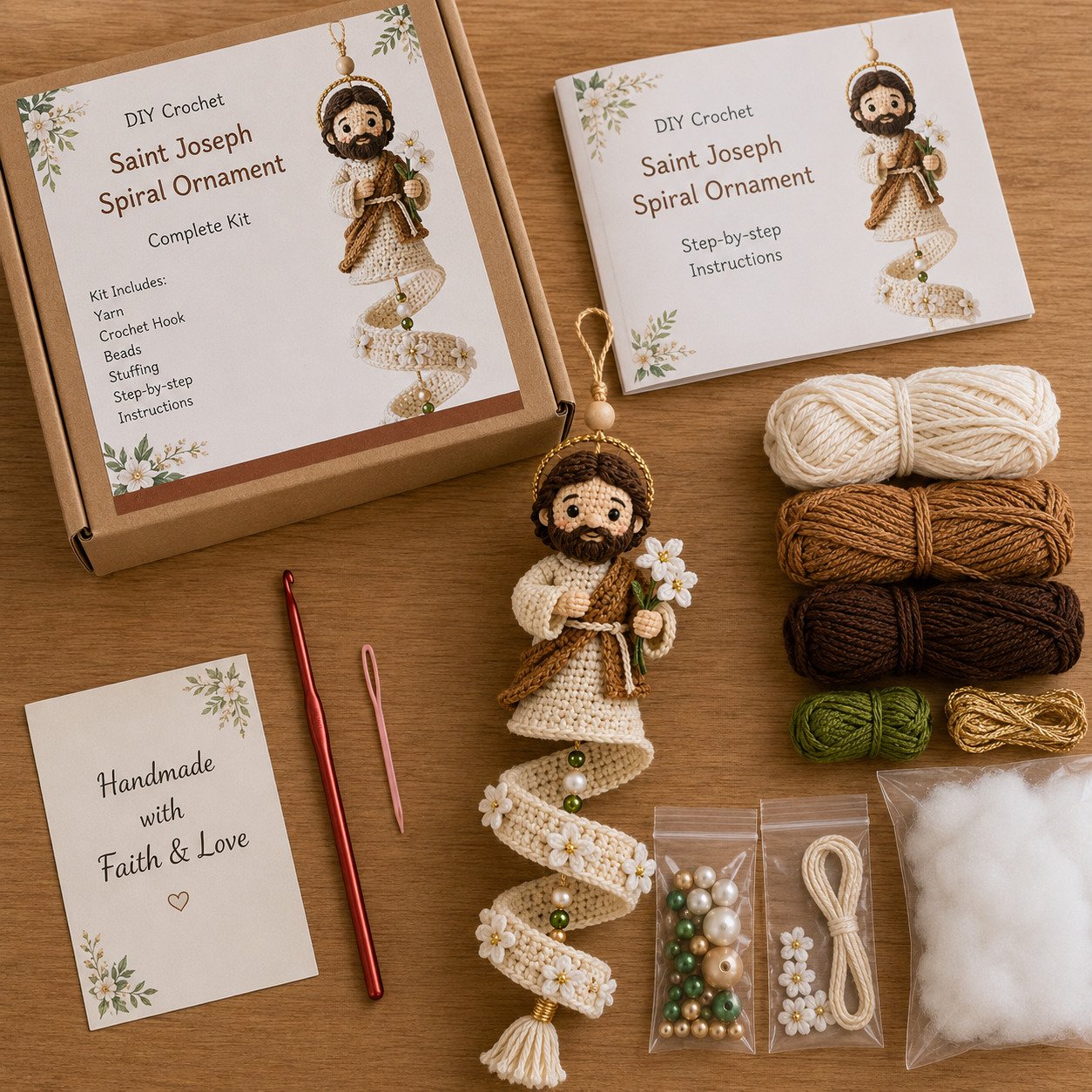 ✨ DIY Crochet Blessed Mother Spiral Hanging Ornament Kit – Handcraft a Heavenly Keepsake 🙏🧶