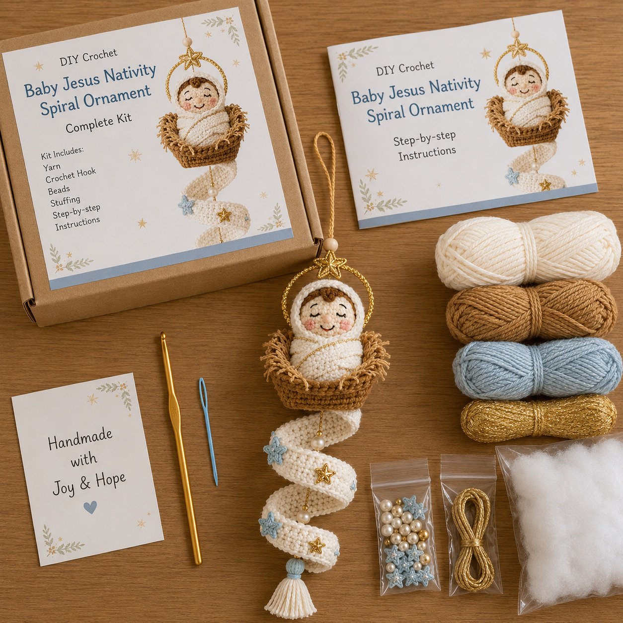 ✨ DIY Crochet Blessed Mother Spiral Hanging Ornament Kit – Handcraft a Heavenly Keepsake 🙏🧶