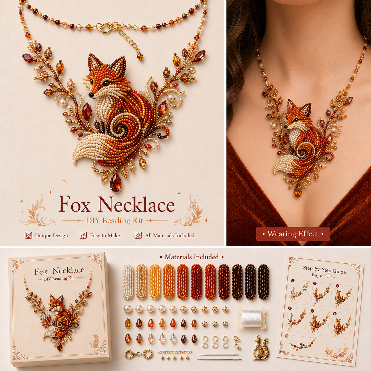 🎁 Wearable Art DIY Beaded Necklace Kit – 12 Statement Designs