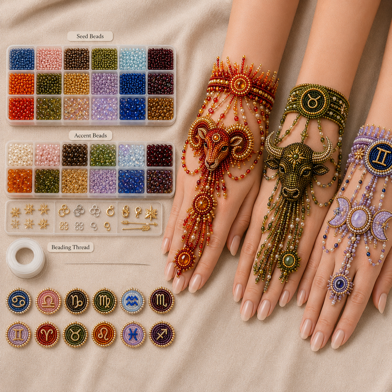 🔥 49% OFF – Zodiac DIY Beaded Hand Bracelet Kit – Create Your Celestial Wearable Art
