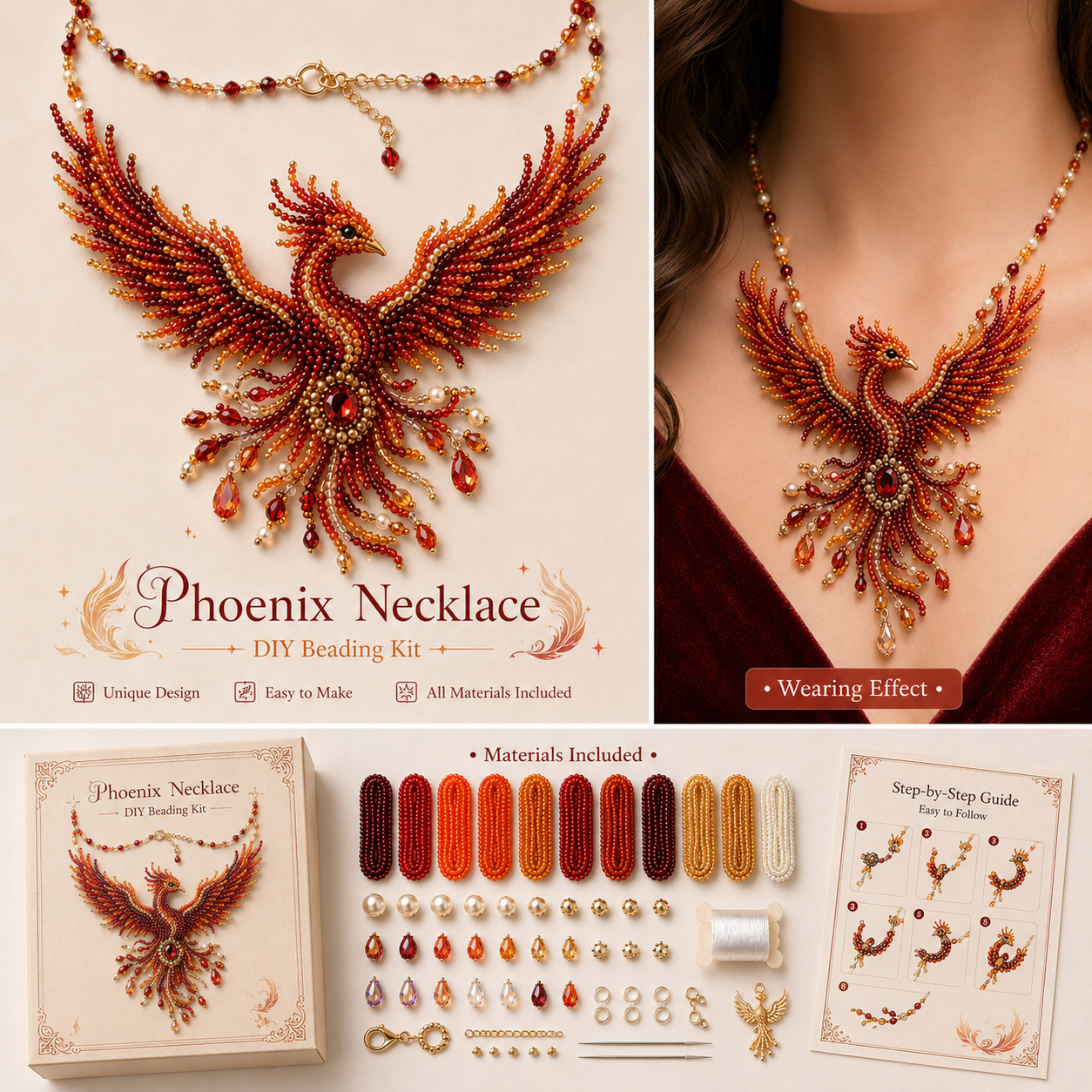 🎁 Wearable Art DIY Beaded Necklace Kit – 12 Statement Designs
