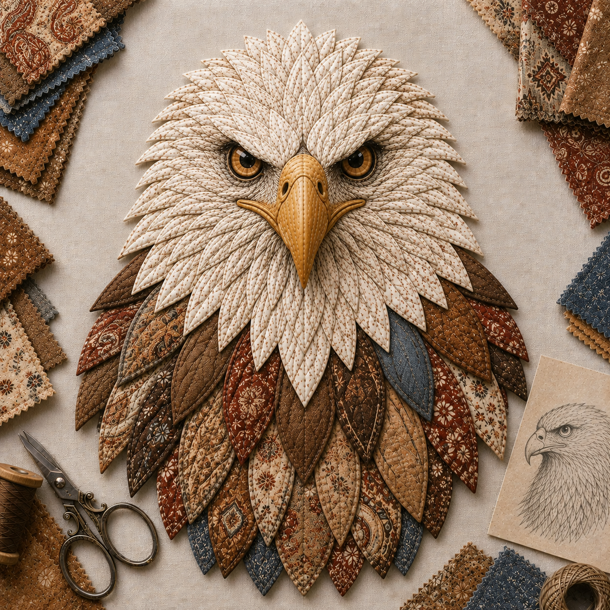 DIY Quilted Bald Eagle Wall Art Kit – Layered Fabric Appliqué Craft