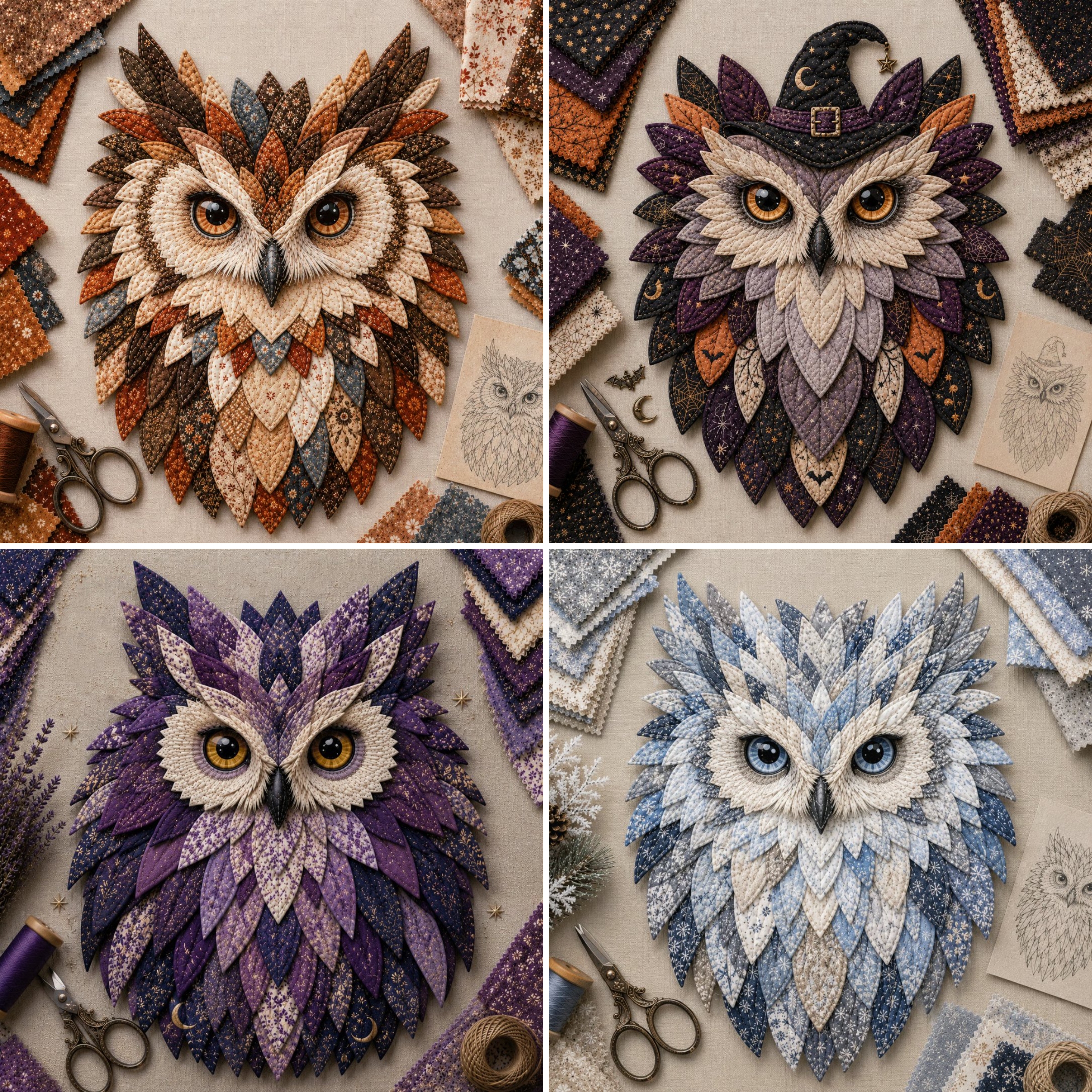 💥 LAST DAY 49% OFF - 🦉 Layered Fabric Owl Wall Art DIY Kit – Easy for Beginners, Guide Included