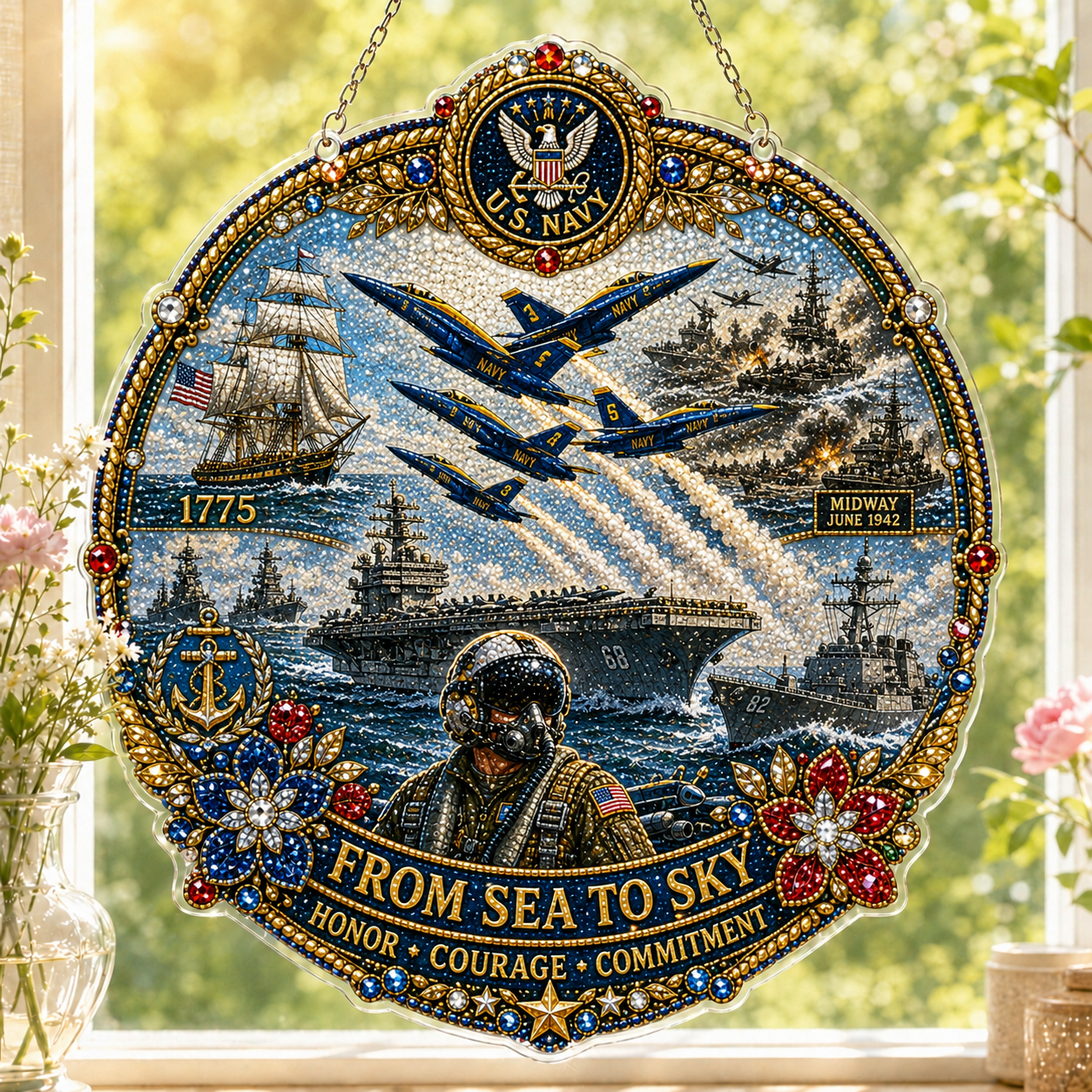 🔥Limited time 70% OFF -🦅✨American Military Heritage Diamond Art Hanging Ornament Kit