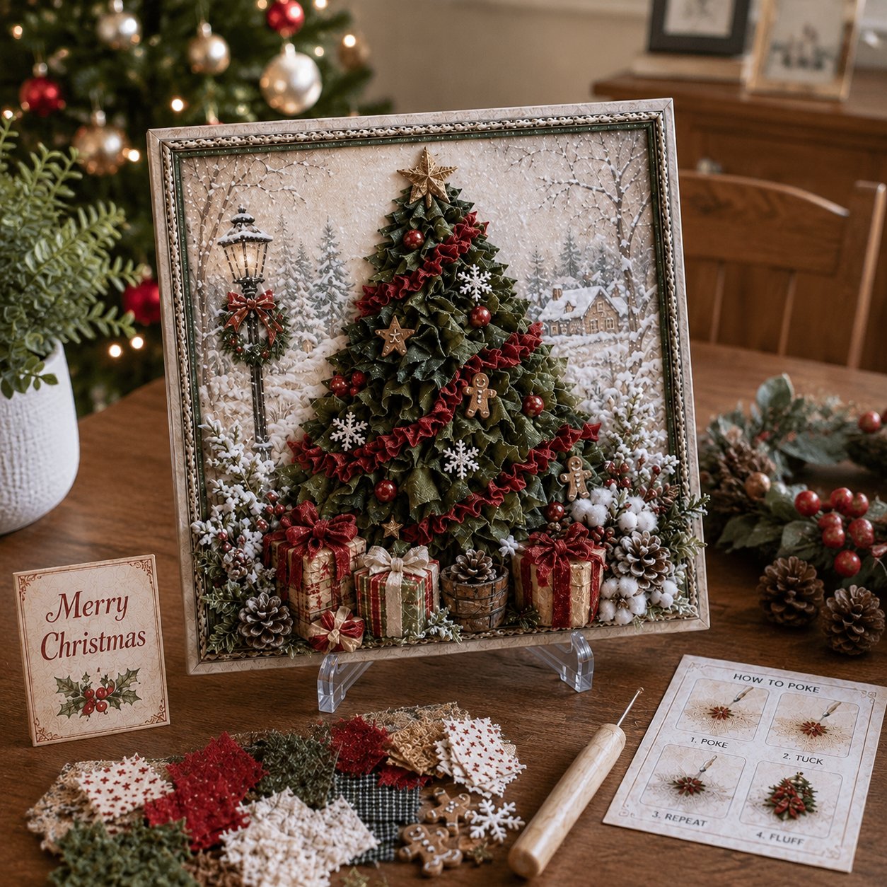 🎄🧵 Premium 3D Christmas Fabric Poke Art Kit
