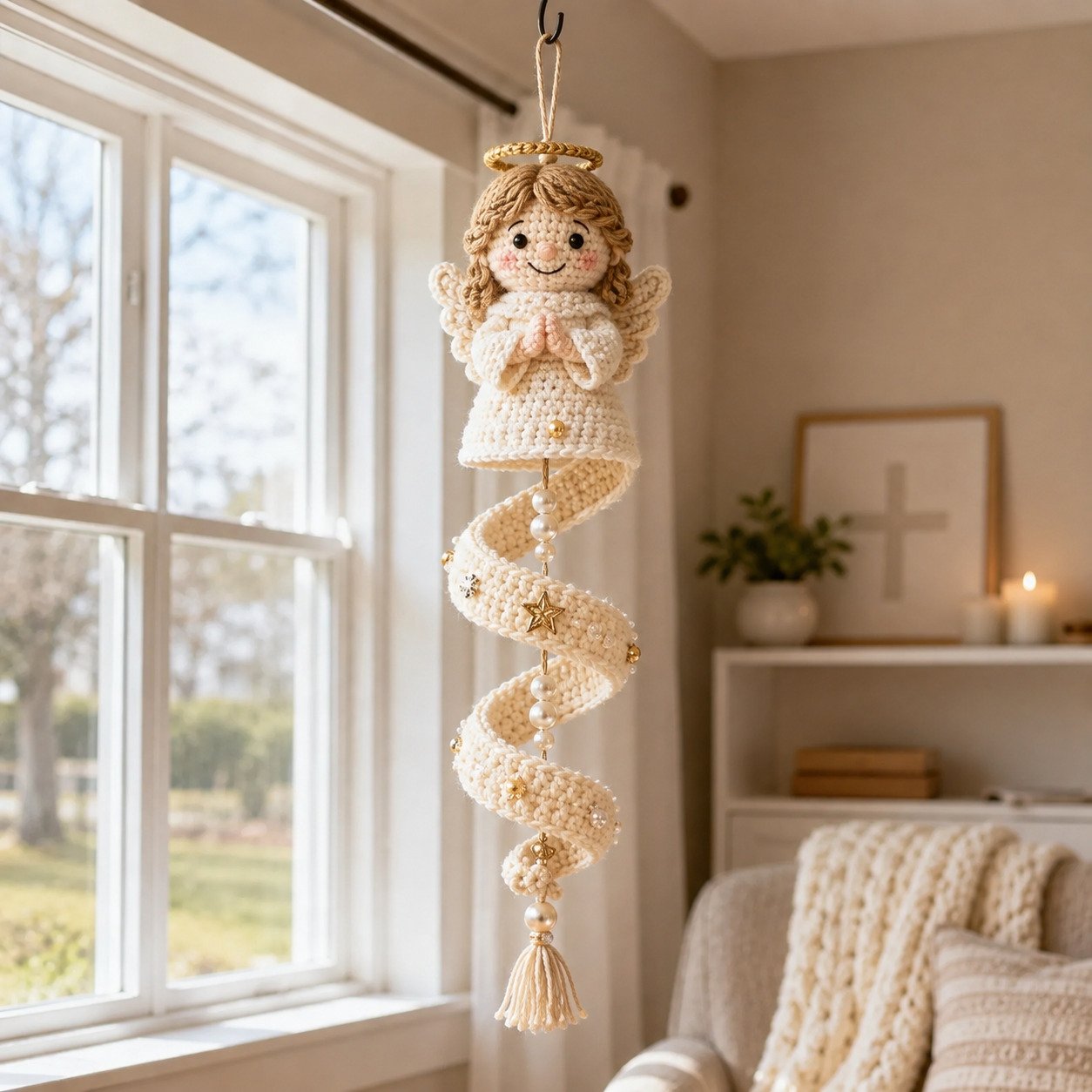 ✨ DIY Crochet Blessed Mother Spiral Hanging Ornament Kit – Handcraft a Heavenly Keepsake 🙏🧶