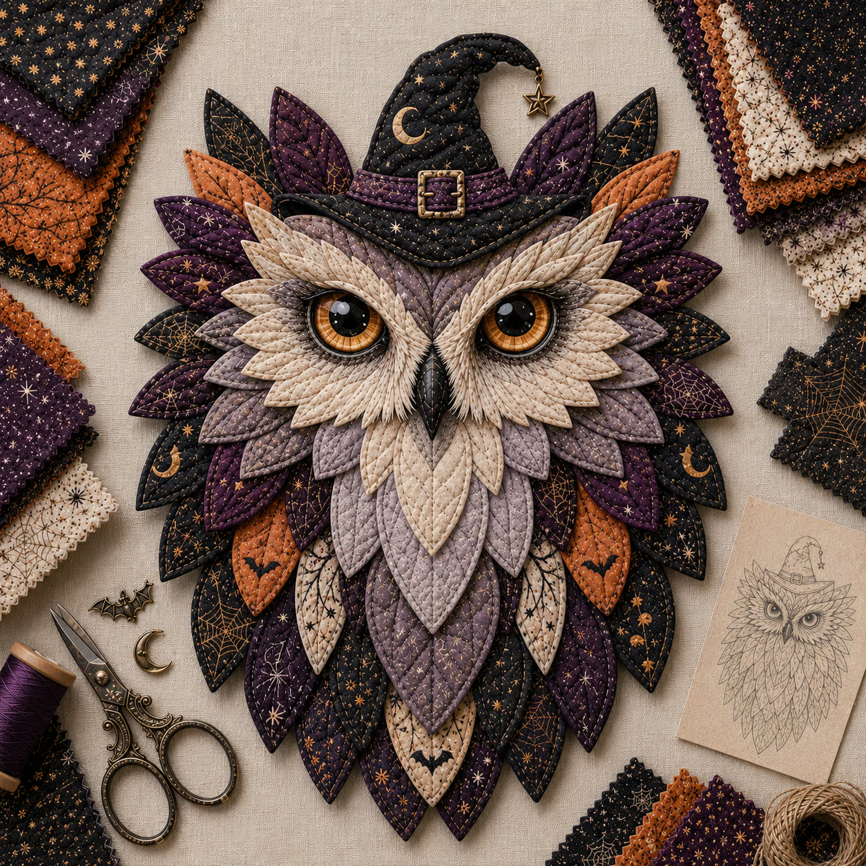 💥 LAST DAY 49% OFF - 🦉 Layered Fabric Owl Wall Art DIY Kit – Easy for Beginners, Guide Included