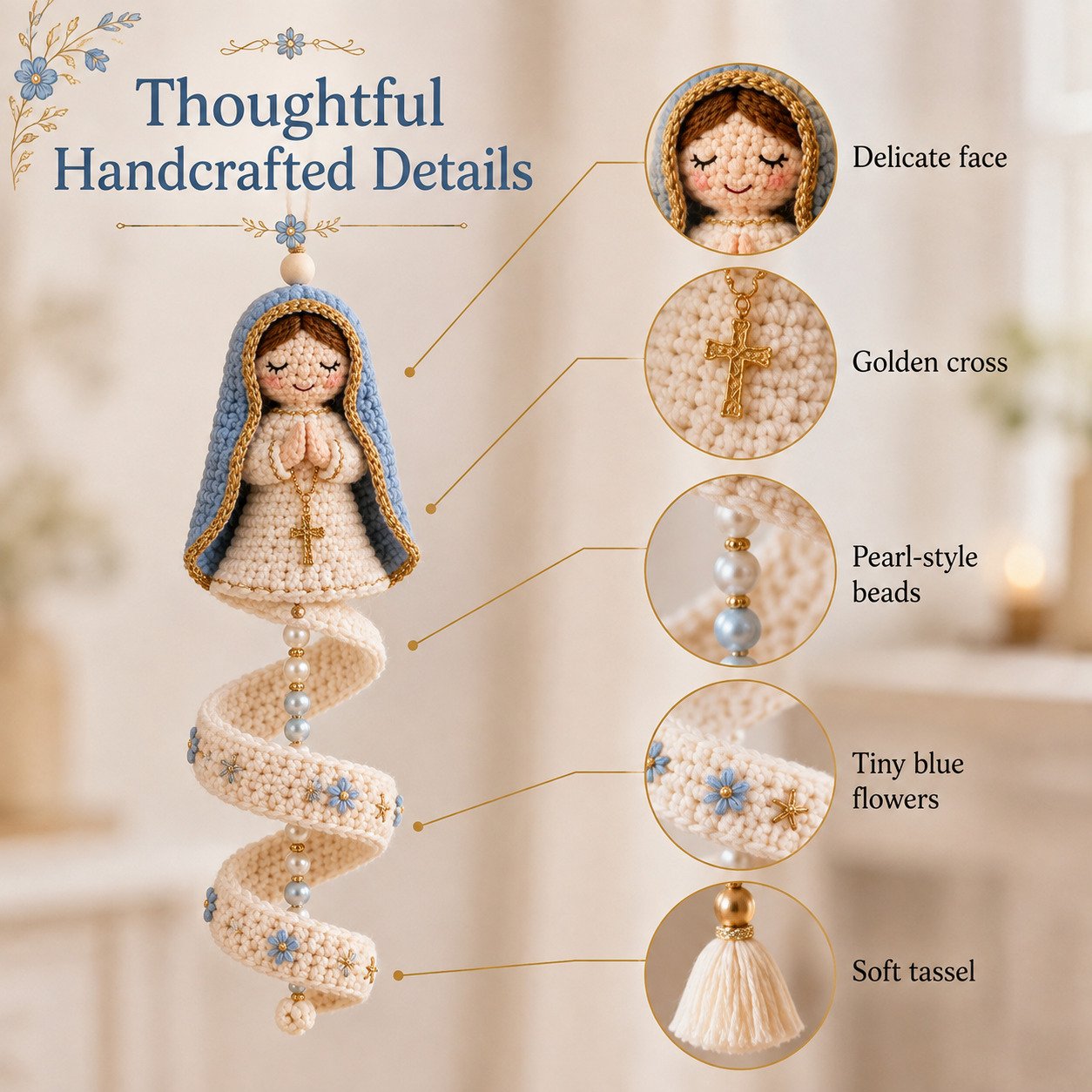 ✨ DIY Crochet Blessed Mother Spiral Hanging Ornament Kit – Handcraft a Heavenly Keepsake 🙏🧶