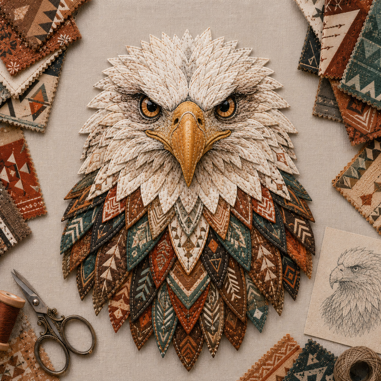 DIY Quilted Bald Eagle Wall Art Kit – Layered Fabric Appliqué Craft