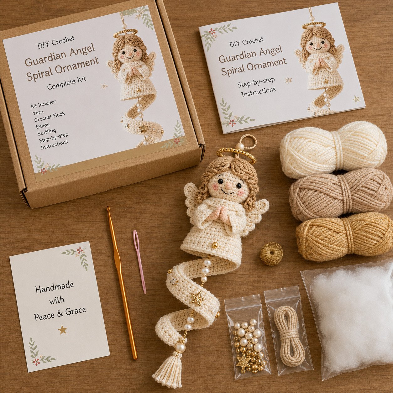 ✨ DIY Crochet Blessed Mother Spiral Hanging Ornament Kit – Handcraft a Heavenly Keepsake 🙏🧶