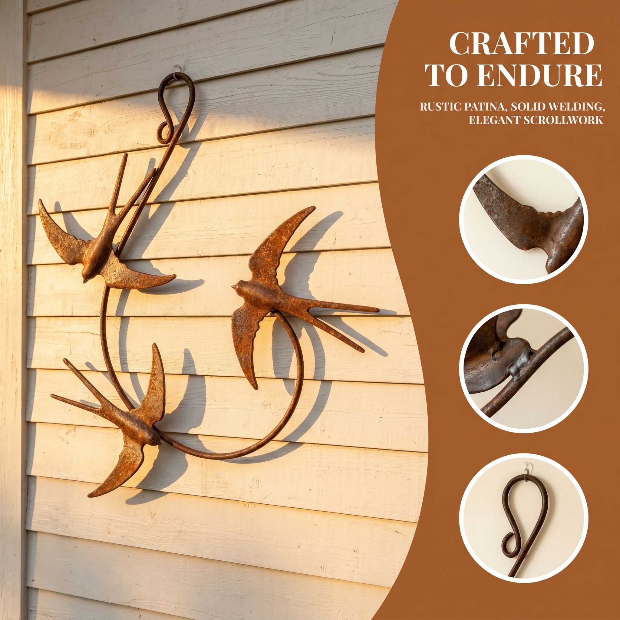 Rustic Metal Swallow Wall Art for Indoor & Outdoor Decor-EASESTER
