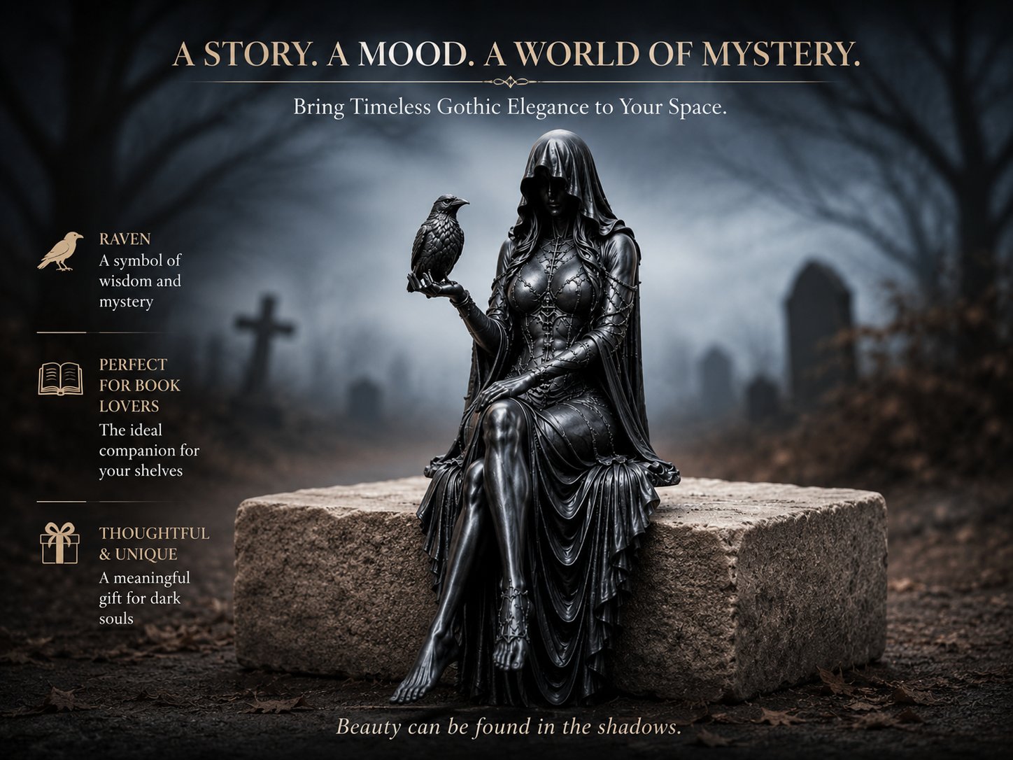 🔥Last Day 50% OFF 🖤 Gothic Raven Shelf Sitter Statue-EASESTER