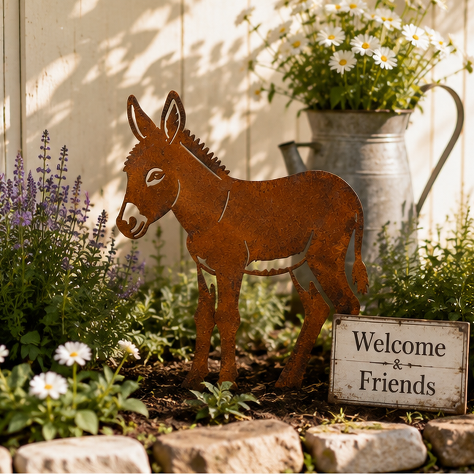 Rusty Donkey Metal Garden Stake-EASESTER