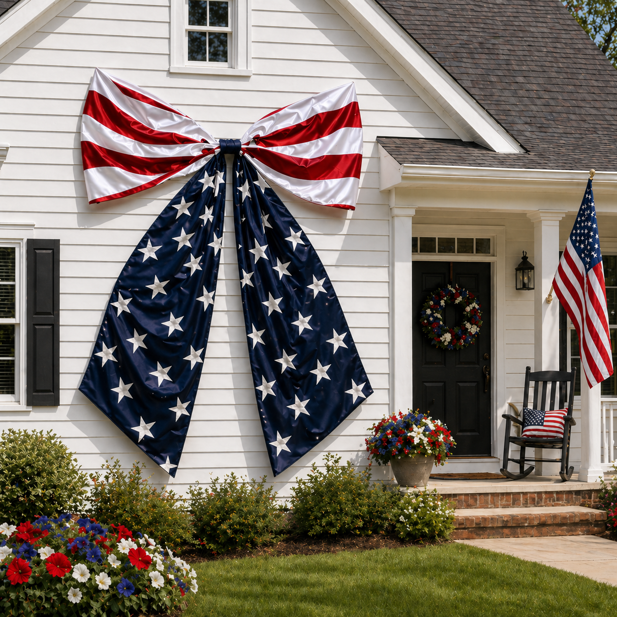 Lighted Extra Large American Flag Bow-EASESTER