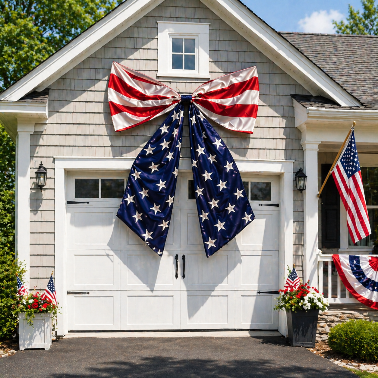 Lighted Extra Large American Flag Bow-EASESTER