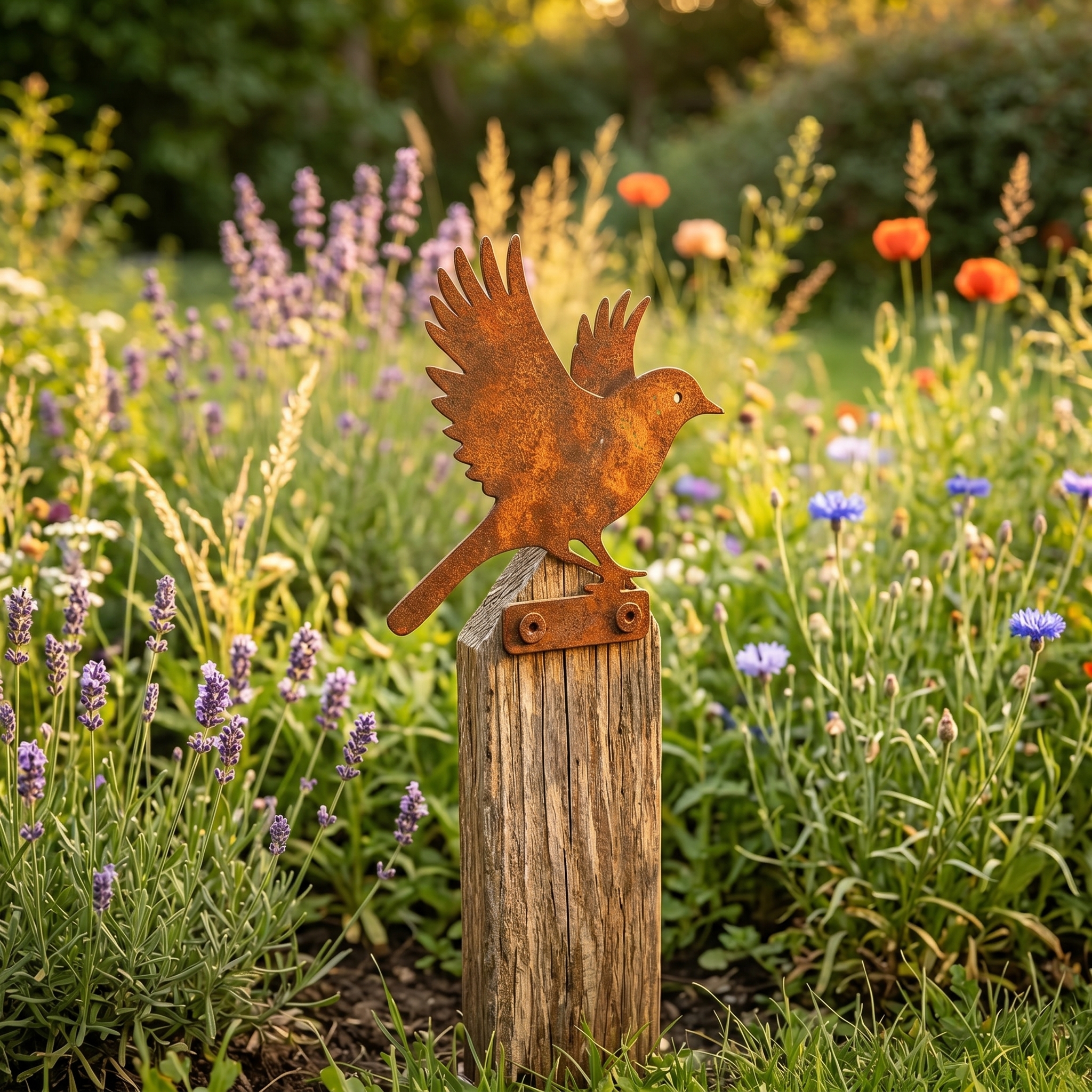 5-Piece Lifelike Rusty Metal Bird Silhouettes Garden Art-EASESTER