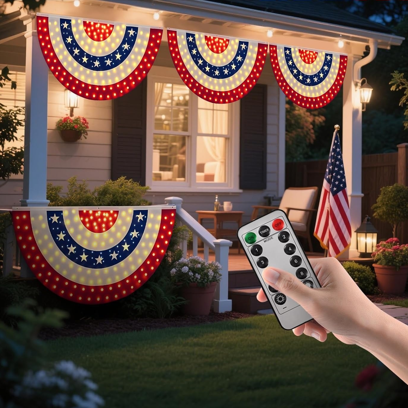 3 x 6 Ft LED Patriotic Bunting Banner for America’s 250th-EASESTER
