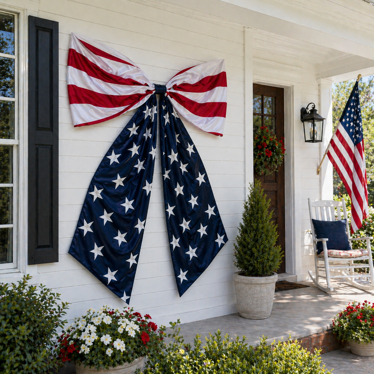 Lighted Extra Large American Flag Bow-EASESTER