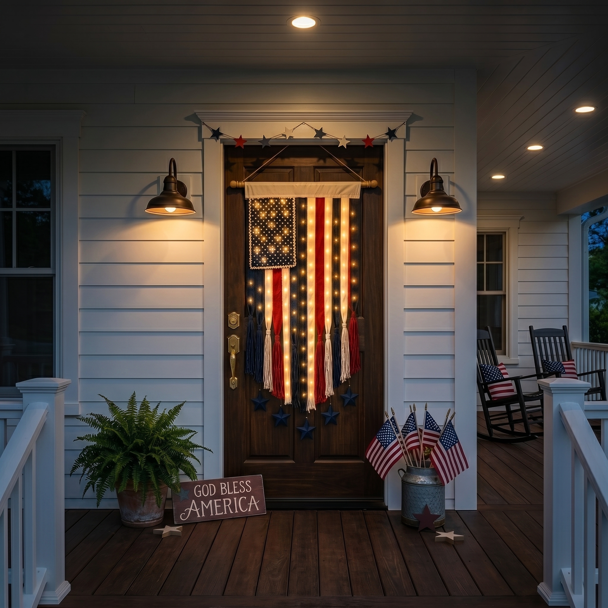 27" × 50" Lighted Star & Stripe Patriotic Porch Banner - Free Shipping NOW！-EASESTER