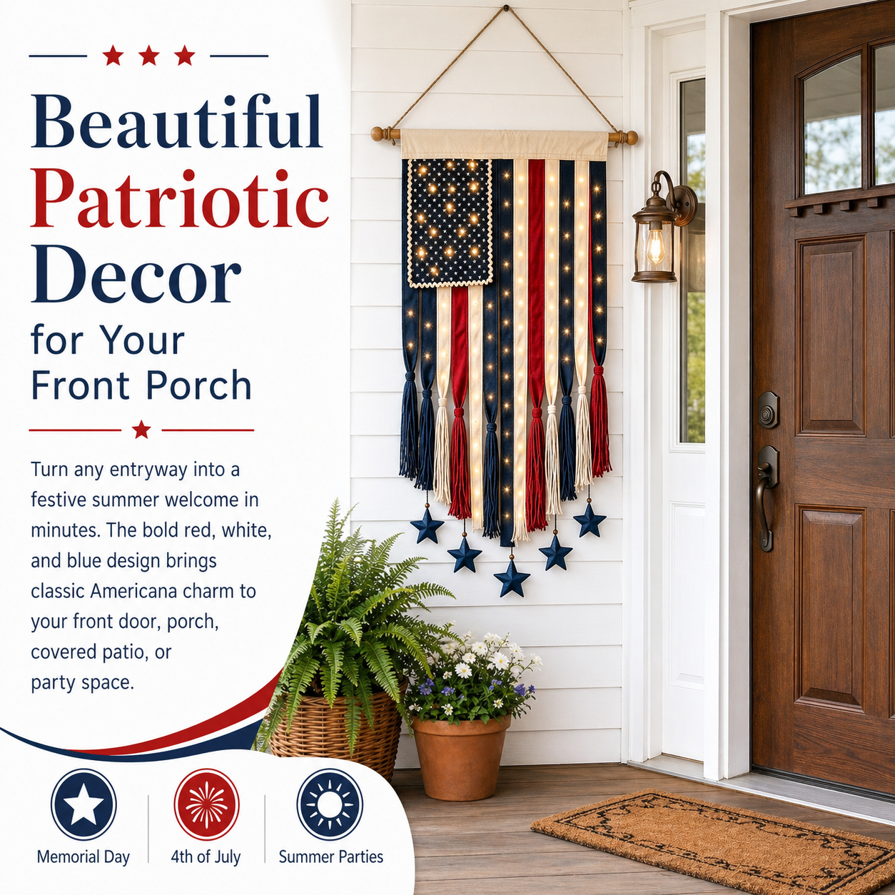 27" × 50" Lighted Star & Stripe Patriotic Porch Banner - Free Shipping NOW！-EASESTER